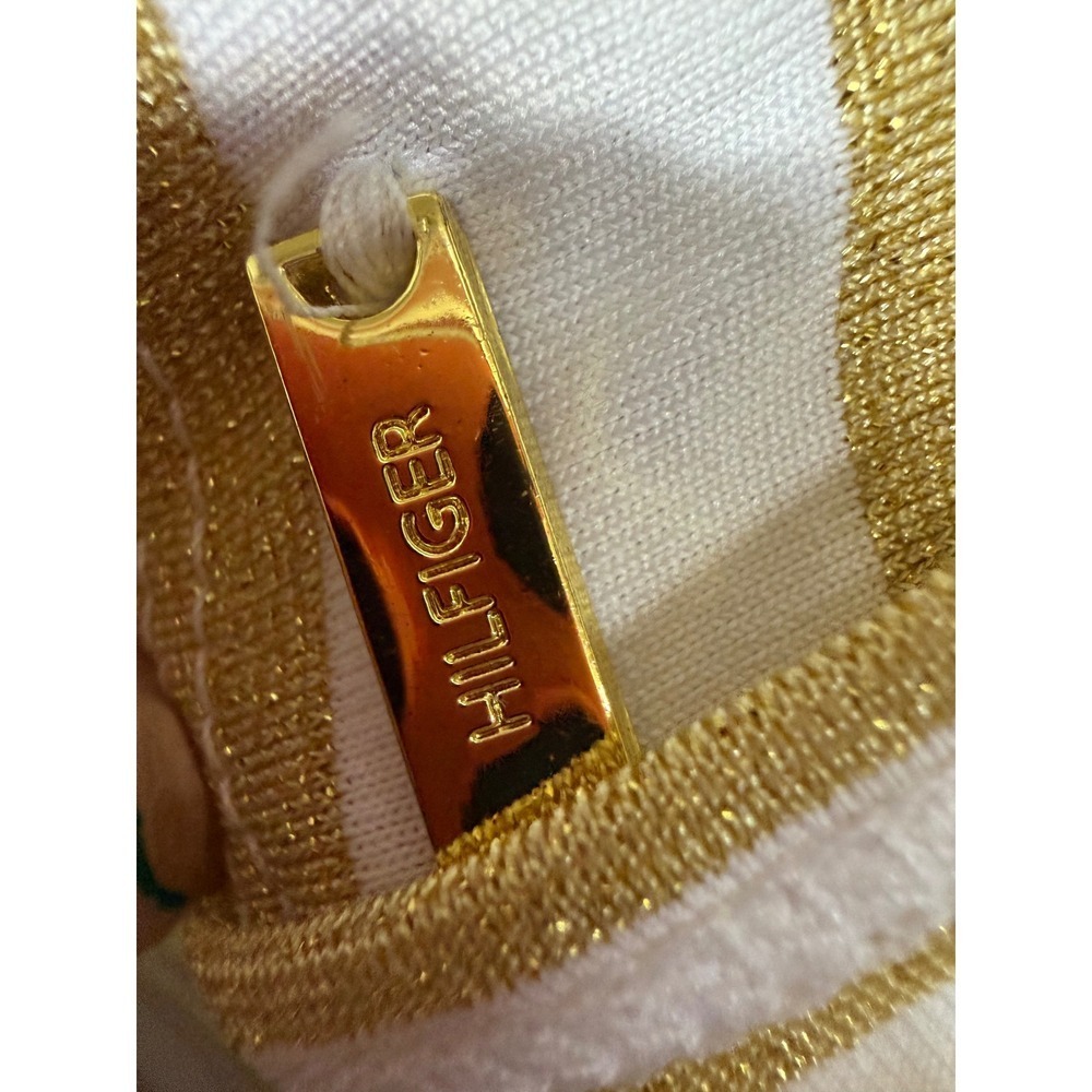 Tommy Hilfiger Gold Glitter Stripe Tank Mini Dress Size Small Summer Beach - Picture 5 of 8